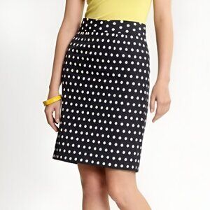 Banana Republic Navy Blue & White Polka Dot Midi Sheath Straight Midi Skirt L 10